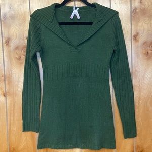 Forest Green Womens Pullover Sweater Top w/ Hood Medium